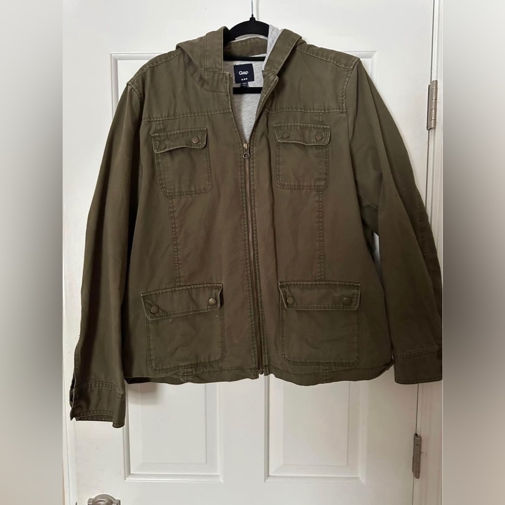 Gap Full-Zip Lined Jacket with Hood, XXL, Plus-Size